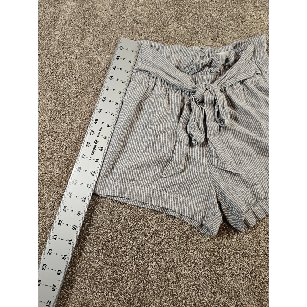 Abercrombie & Fitch Blue White Striped Paperbag Waist Linen Blend Shorts Small - Picture 3 of 7
